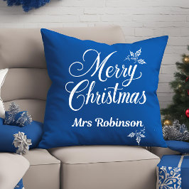 白エレガント文字カスタマイズ可能なメリークリスマス クッション