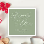 白エレガント文字セージ緑結婚のナプキン スタンダードカクテルナプキン