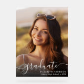 白エレガント文字フォトオーバーレイ卒業 アクリルサイン (正面)