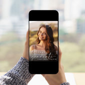 白エレガント文字フォトオーバーレイ卒業 案内状