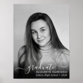 白エレガント文字フォトオーバーレイ大学院ポスター ポスター (正面)