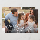 白エレガント文字メリークリスマスコラージュ シーズンカード (正面/裏面)