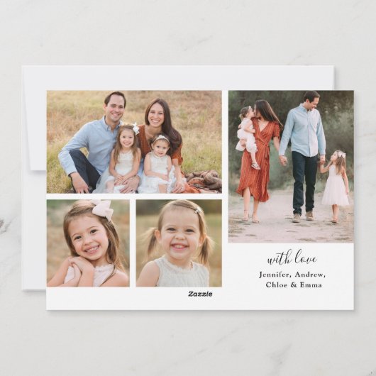 白エレガント文字メリークリスマスコラージュ シーズンカード (裏面)