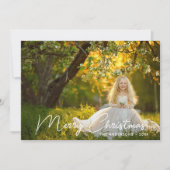 白エレガント文字メリークリスマスフォト シーズンカード (正面)