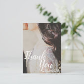 白エレガント文字写真のPostcに感謝結婚する ポストカード (スタンド正面)