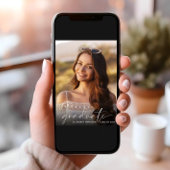 白エレガント文字写真卒業パーティー 招待状