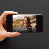 白エレガント文字写真卒業パーティー 招待状