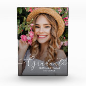 白エレガント文字卒業 フォトブロック (正面)