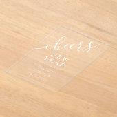 白エレガント文字大晦日パーティー アクリル招待状 (レイダウン)