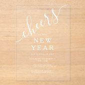 白エレガント文字大晦日パーティー アクリル招待状 (正面)