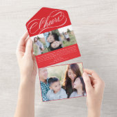 白エレガント文字涙遠くに写真ホリデーカード オールインワン招待状 (貼ってはがせる)