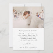 白エレガント文字結婚の2枚の写真 サンキューカード (裏面)