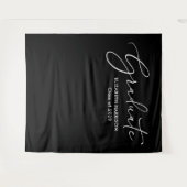 白エレガント文字黒卒業バックグラウンド タペストリー (正面(横))