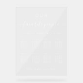 白エレガント文字8表の結婚座席表 アクリルサイン (正面)