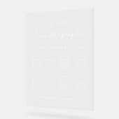 白エレガント文字8表の結婚座席表 アクリルサイン (傾斜)