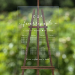 白エレガント文字8表の結婚座席表 アクリルサイン