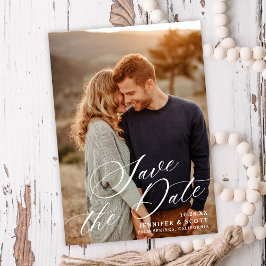 白エレガント文字 |結婚式の日付の保存 セーブザデート