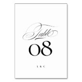 白エレガント書の上に黒結婚色 テーブルナンバー (正面)