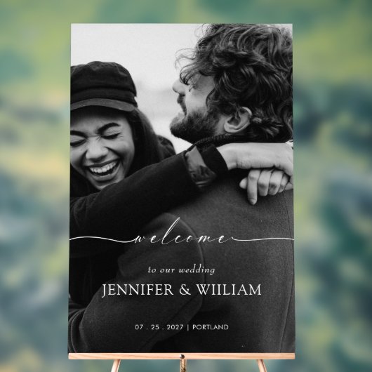 白エレガント書の結婚歓迎の写真 アクリルサイン (ニュートラル)