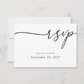 白エレガント書の黒結婚字 出欠カード (正面)