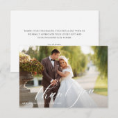 白エレガント書レタリング結婚の写真 サンキューカード (正面/裏面)