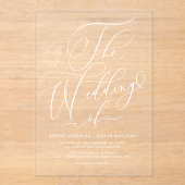 白エレガント書結婚道 アクリル招待状 (正面)