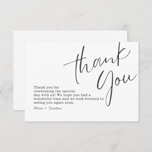 白エレガント書結婚道 サンキューカード (正面/裏面)