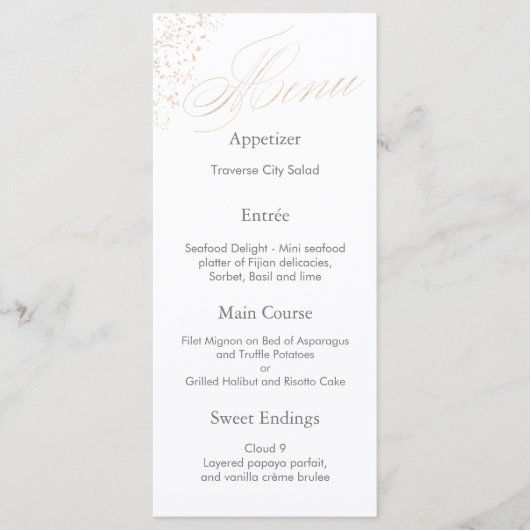 白エレガント書金ゴールドフェイクスクリプトメニュー メニュー (正面)