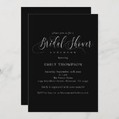 白エレガント書黒ブライダルシャワー 招待状 (正面/裏面)