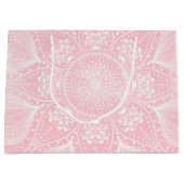 白エレガント曼荼羅デザイン ラージペーパーバッグ (正面)