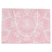 白エレガント曼荼羅デザイン ラージペーパーバッグ (裏面)