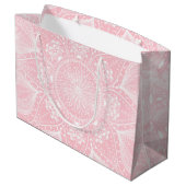 白エレガント曼荼羅デザイン ラージペーパーバッグ (裏面アングル)