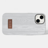 白エレガント木目モノグラムイニシャル Case-Mate iPhoneケース (裏面 (横))