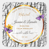 白エレガント木粒樹皮製品ラベル スクエアシール (正面)