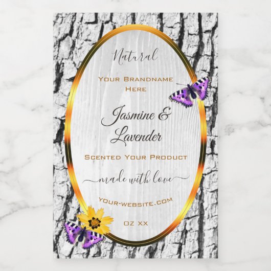 白エレガント木粒樹皮製品ラベル フードラベル (シングルラベル)