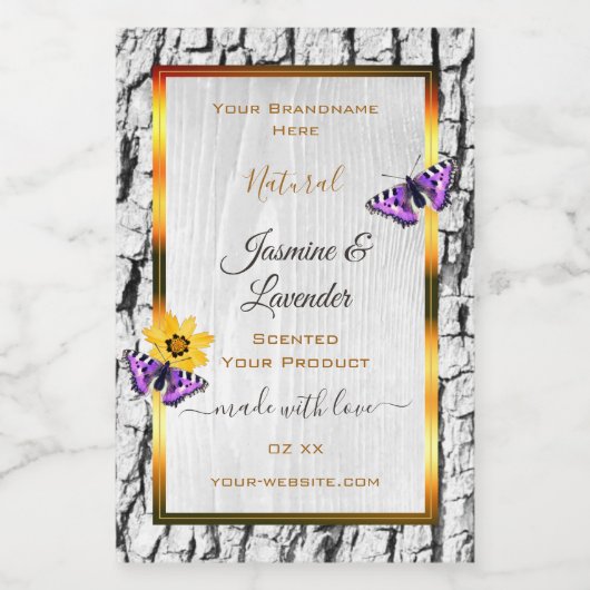 白エレガント木粒樹皮製品ラベル フードラベル (シングルラベル)