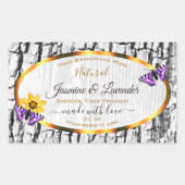 白エレガント木粒樹皮製品ラベル 長方形シール (正面)