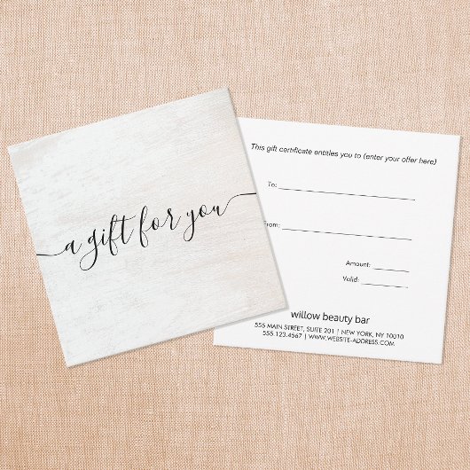 白エレガント木製台本フォントギフト証明書