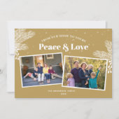 白エレガント松の金ゴールド2写真クリスマス シーズンカード (正面)