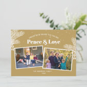 白エレガント松の金ゴールド2写真クリスマス シーズンカード (スタンド正面)