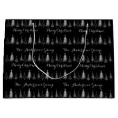 白エレガント松クリスマス ラージペーパーバッグ (正面)