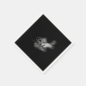 白エレガント松マツ枝マツ錐モノグラム スタンダードカクテルナプキン (角)