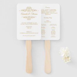 白エレガント枠スタイリッシュ結婚式 プログラム ハンドファン