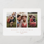 白エレガント枠ミニマルトリプル写真 箔シーズンカード (正面)