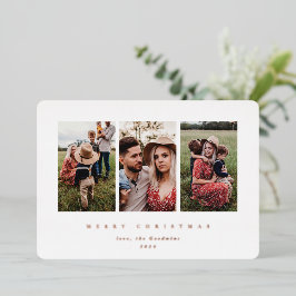 白エレガント枠ミニマルトリプル写真 箔シーズンカード