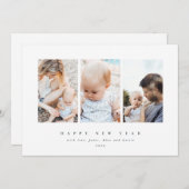 白エレガント枠3写真新年おめでとう シーズンカード (正面/裏面)