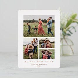 白エレガント枠4写真新年 箔シーズンカード