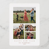 白エレガント枠4写真新年 箔シーズンカード (正面)