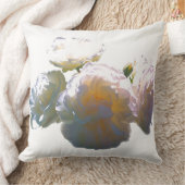 白エレガント桃オレンジ赤面バラ クッション (ブランケット)