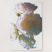白エレガント桃オレンジ赤面バラ ジグソーパズル (縦)